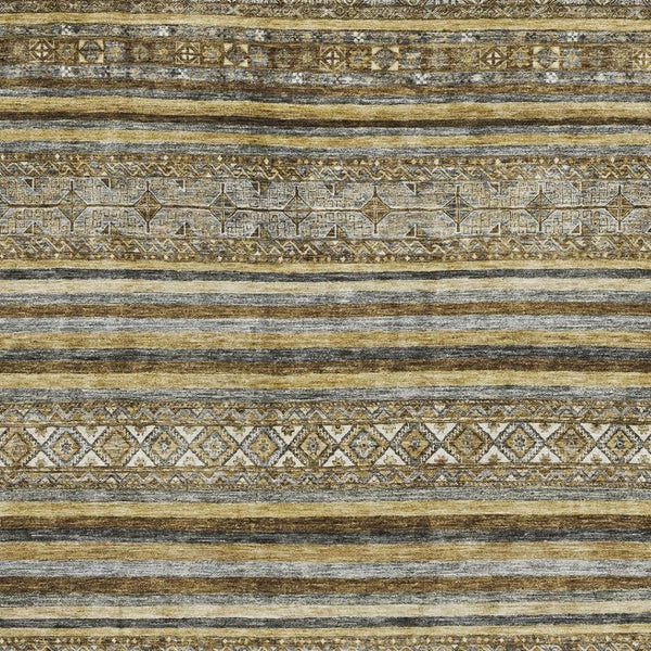 HomeRoots 9' X 12' Washable Striped Area Rug - Durable, Stain-Resistant, UV Protected for Modern Living Spaces 696169