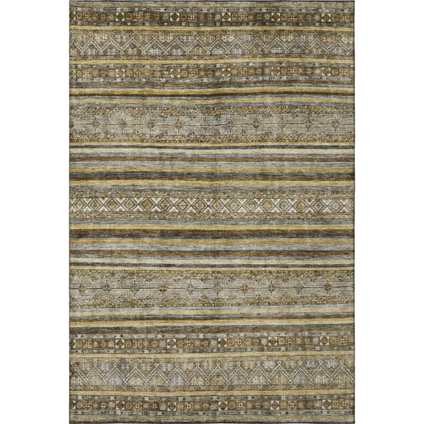HomeRoots 9' X 12' Washable Striped Area Rug - Durable, Stain-Resistant, UV Protected for Modern Living Spaces 696169