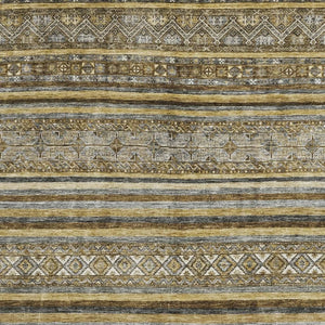 HomeRoots 10' Brown Beige Gray Striped Washable Area Rug - UV Protected, Soft, Durable & Stain Resistant Design 696170