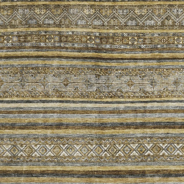 HomeRoots 10' Brown Beige Gray Striped Washable Area Rug - UV Protected, Soft, Durable & Stain Resistant Design 696170