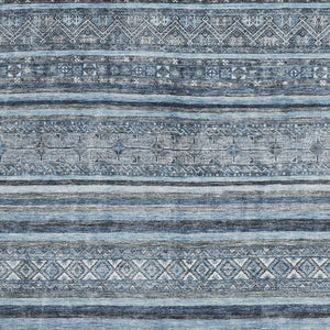 HomeRoots 5' X 8' Blue and Gray Striped Area Rug with UV Protection, Stain Resistant, Non-Slip, Durable Design 696172