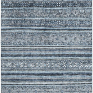 HomeRoots 5' X 8' Blue and Gray Striped Area Rug with UV Protection, Stain Resistant, Non-Slip, Durable Design 696172
