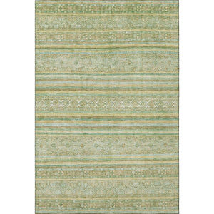 HomeRoots 9' X 12' Green Gold Beige Striped Washable Area Rug - Stain Resistant, UV Protected & Non-Slip! 696181