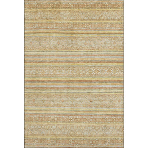 HomeRoots 10' X 14' Wheat Beige and Gold Striped Washable Area Rug - Durable, UV-Protected, Easy-Care Style! 696194