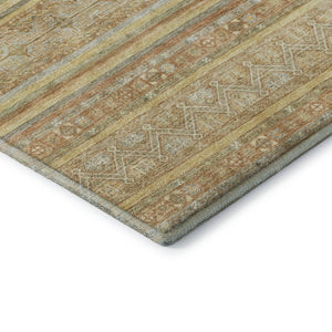 HomeRoots 10' X 14' Wheat Beige and Gold Striped Washable Area Rug - Durable, UV-Protected, Easy-Care Style! 696194