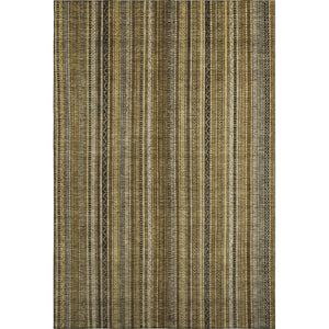 HomeRoots 9' X 12' Washable Striped Area Rug - Durable, UV-Protected, Stylish Brown, Beige & Gray Design 696199