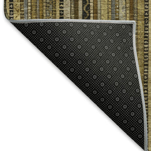HomeRoots 9' X 12' Washable Striped Area Rug - Durable, UV-Protected, Stylish Brown, Beige & Gray Design 696199
