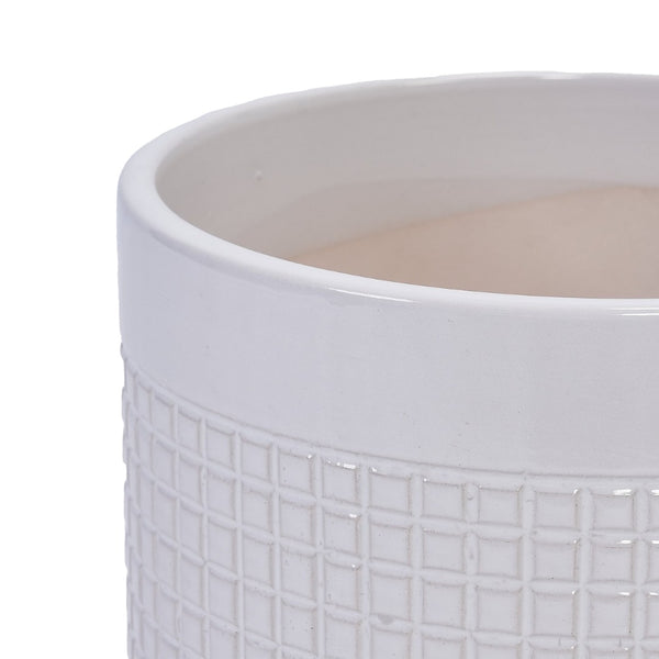 English Elm Set Of 3 Grid Ceramic Flowerpots - Modern Handcrafted Planters For Patio, Garden, And Home Decor W3273P322255-GIGA