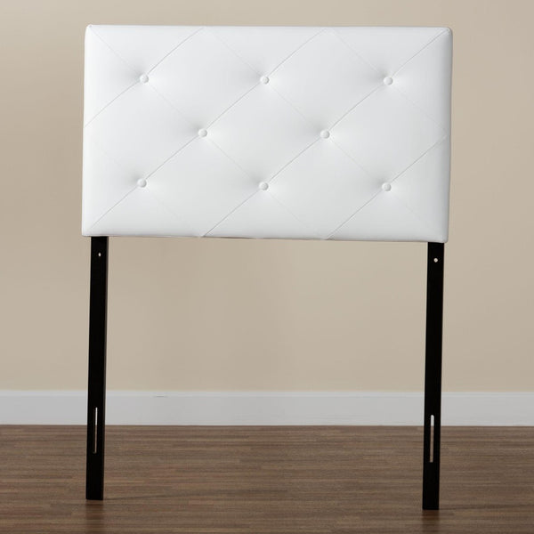 Baxton Studio Baxton Modern Twin Upholstered Headboard with Button-Tufted Design for Chic Bedroom Makeover Baltimore White BBT6431-White-Twin HB