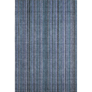 HomeRoots 10' X 14' Blue Gray Charcoal Striped Washable Area Rug with UV Protection for Busy Homes & Pets 696206