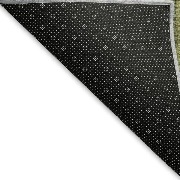 HomeRoots 5' X 8' Stylish Green Gray Gold Striped Washable Area Rug - UV Protected & Stain Resistant Design 696208