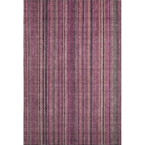 HomeRoots 5' X 8' Washable Striped Area Rug in Pink, Gray & Mauve - UV Protected, Soft, Durable for Any Room 696214