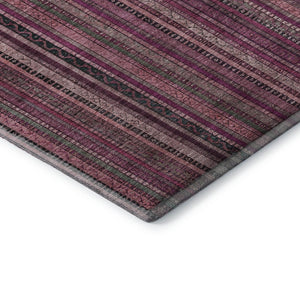 HomeRoots 5' X 8' Washable Striped Area Rug in Pink, Gray & Mauve - UV Protected, Soft, Durable for Any Room 696214