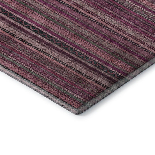 HomeRoots 5' X 8' Washable Striped Area Rug in Pink, Gray & Mauve - UV Protected, Soft, Durable for Any Room 696214