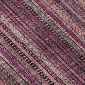 HomeRoots 5' X 8' Washable Striped Area Rug in Pink, Gray & Mauve - UV Protected, Soft, Durable for Any Room 696214
