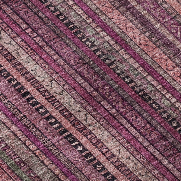 HomeRoots 5' X 8' Washable Striped Area Rug in Pink, Gray & Mauve - UV Protected, Soft, Durable for Any Room 696214
