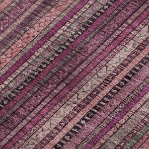 HomeRoots 8' X 10' Striped Washable Area Rug in Pink, Gray & Mauve – Stylish, Durable, UV-Protected Design 696216