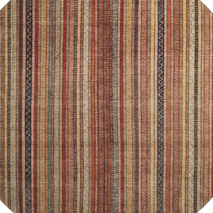 HomeRoots 8' Washable Round Rug in Rust, Taupe & Gray Stripes - Durable, UV-Protected for High-Traffic Areas 696221