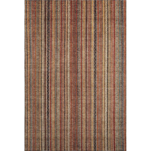 HomeRoots 9' X 12' Stylish Rust Taupe & Gray Striped Washable Area Rug with UV Protection for High-Traffic Spaces 696223