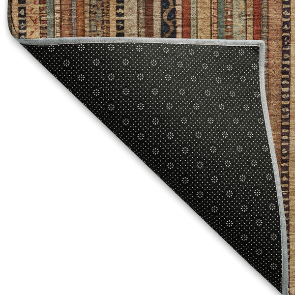 HomeRoots 10' X 14' Soft Washable Area Rug in Rust, Taupe & Gray – Stain Resistant, UV Protected, Non-Slip Design 696224