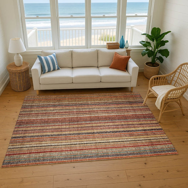HomeRoots 10' X 14' Soft Washable Area Rug in Rust, Taupe & Gray – Stain Resistant, UV Protected, Non-Slip Design 696224