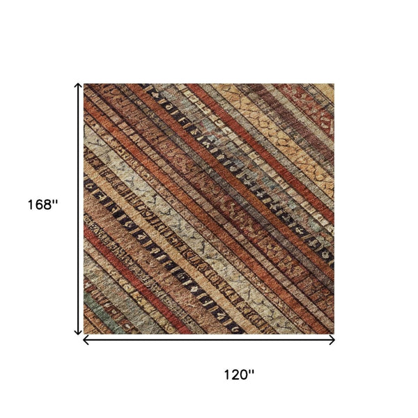 HomeRoots 10' X 14' Soft Washable Area Rug in Rust, Taupe & Gray – Stain Resistant, UV Protected, Non-Slip Design 696224
