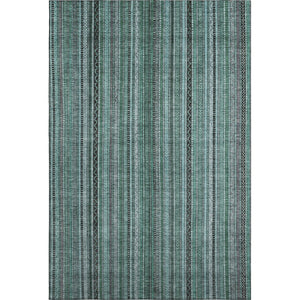HomeRoots 5' X 8' Stylish Teal Charcoal Gray Striped Washable Area Rug – UV Protected & Stain-Resistant Design! 696226