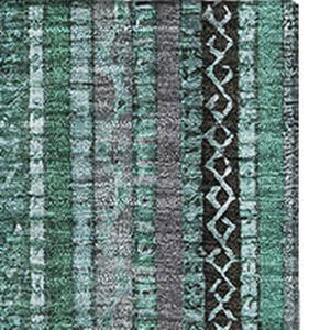 HomeRoots 5' X 8' Stylish Teal Charcoal Gray Striped Washable Area Rug – UV Protected & Stain-Resistant Design! 696226