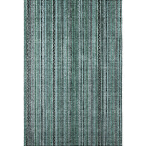 HomeRoots 5' X 8' Stylish Teal Charcoal Gray Striped Washable Area Rug – UV Protected & Stain-Resistant Design! 696226