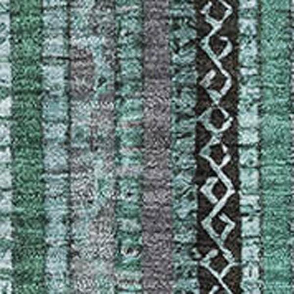 HomeRoots 8' X 10' Stylish Teal Charcoal Gray Striped Washable Area Rug with UV Protection for High Traffic Areas 696228