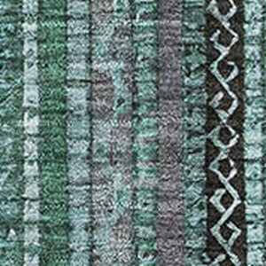 HomeRoots 9' X 12' Stylish Teal Charcoal & Gray Striped Washable Area Rug with UV Protection & Non-Slip Backing 696229