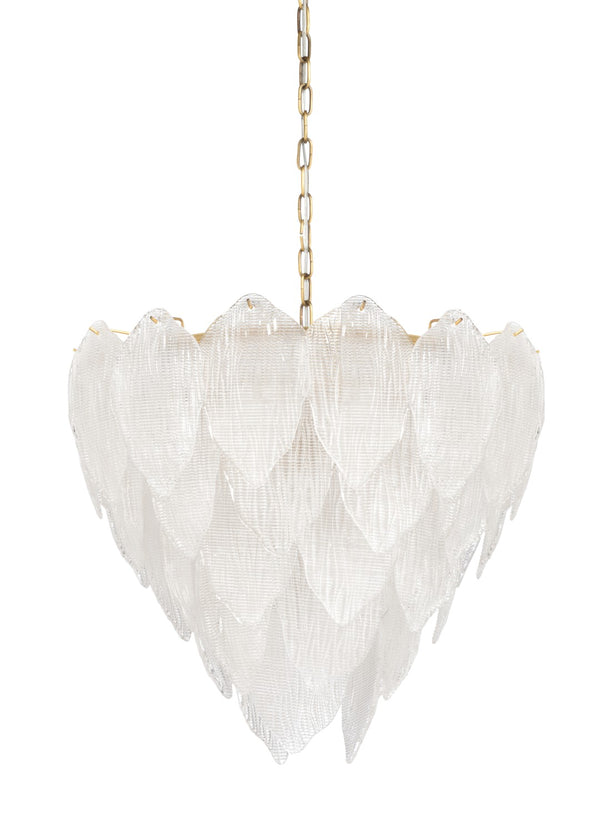Chelsea House Soho Antique Brass 9-Light Chandelier With Frosted Glass Accents, 56" Chain, Timeless Elegant Glow 69623