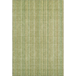 HomeRoots 5' Artichoke Green & Gold Striped Washable Area Rug with UV Protection for High-Traffic Spaces 696232