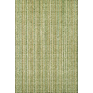 HomeRoots 5' Artichoke Green & Gold Striped Washable Area Rug with UV Protection for High-Traffic Spaces 696232