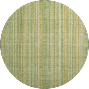 HomeRoots 8' Artichoke Green & Gold Striped Washable Rug - Durable, UV-Protected, Non-Slip for Stylish Spaces 696233
