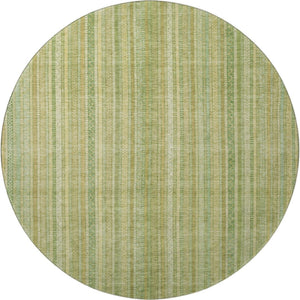 HomeRoots 8' Artichoke Green & Gold Striped Washable Rug - Durable, UV-Protected, Non-Slip for Stylish Spaces 696233