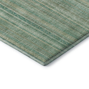 HomeRoots 5' X 8' Washable Aqua Beige Teal Striped Area Rug – Stylish, UV-Protected, Durable & Easy Care! 696238