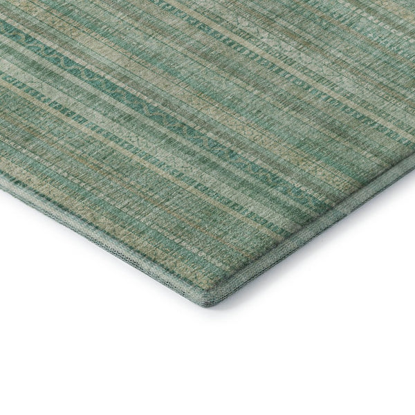 HomeRoots 5' X 8' Washable Aqua Beige Teal Striped Area Rug – Stylish, UV-Protected, Durable & Easy Care! 696238