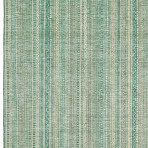 HomeRoots 5' X 8' Washable Aqua Beige Teal Striped Area Rug – Stylish, UV-Protected, Durable & Easy Care! 696238