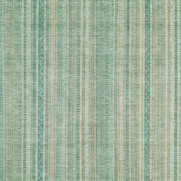HomeRoots 10' Aqua Beige and Teal Striped Washable Area Rug - Durable, Stylish, UV-Protected for High Traffic Areas 696242