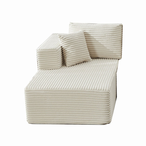 English Elm Modular Sectional Sofa with Chaise Corduroy Upholstery Low Profile Lounge Design W1143P313185