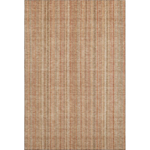 HomeRoots 8' X 10' Washable Area Rug in Rust, Beige & Copper Stripes - UV Resistant, Durable & Stylish Decor 696246