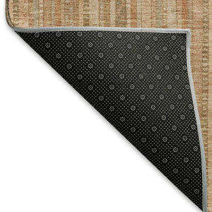 HomeRoots 8' X 10' Washable Area Rug in Rust, Beige & Copper Stripes - UV Resistant, Durable & Stylish Decor 696246