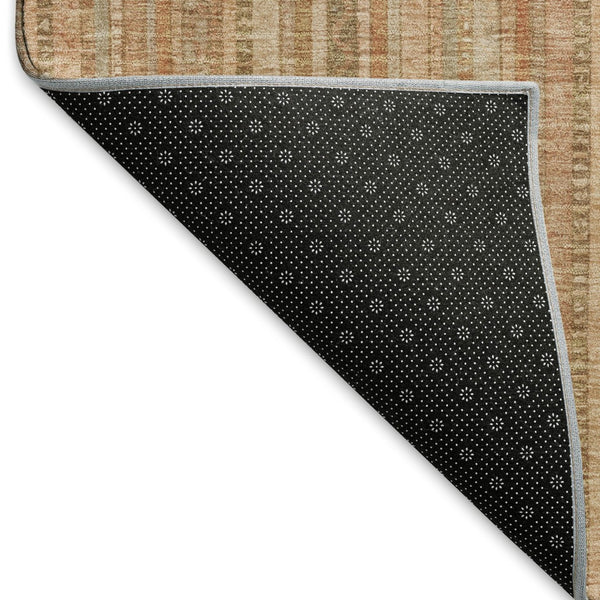 HomeRoots 8' X 10' Washable Area Rug in Rust, Beige & Copper Stripes - UV Resistant, Durable & Stylish Decor 696246