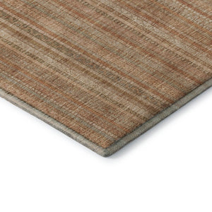 HomeRoots 8' X 10' Washable Area Rug in Rust, Beige & Copper Stripes - UV Resistant, Durable & Stylish Decor 696246
