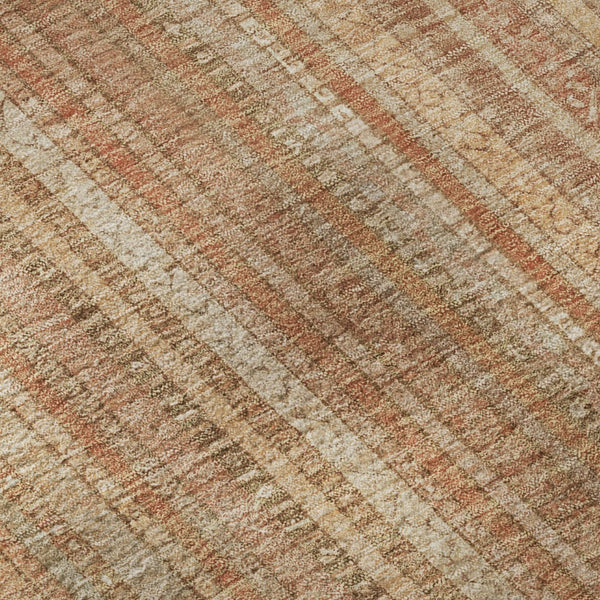 HomeRoots 8' X 10' Washable Area Rug in Rust, Beige & Copper Stripes - UV Resistant, Durable & Stylish Decor 696246