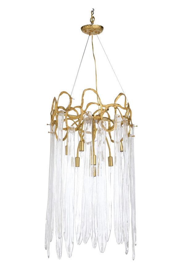 Chelsea House Sutton Antique-Inspired Brass Chandelier With Nine Lights And Crystal Drops For Elegant Dining Rooms 69625