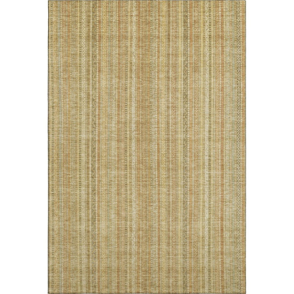 HomeRoots 5' X 8' Wheat Gold and Beige Striped Area Rug - Washable, Stain-Resistant & UV Protected Comfort 696250