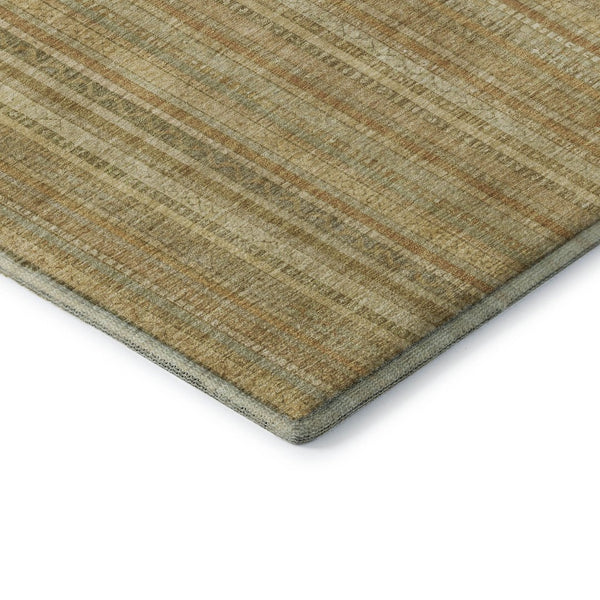 HomeRoots 5' X 8' Wheat Gold and Beige Striped Area Rug - Washable, Stain-Resistant & UV Protected Comfort 696250