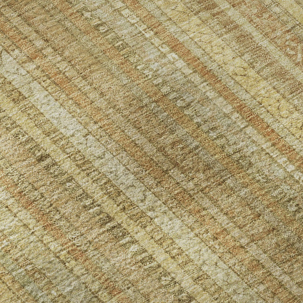 HomeRoots 5' X 8' Wheat Gold and Beige Striped Area Rug - Washable, Stain-Resistant & UV Protected Comfort 696250